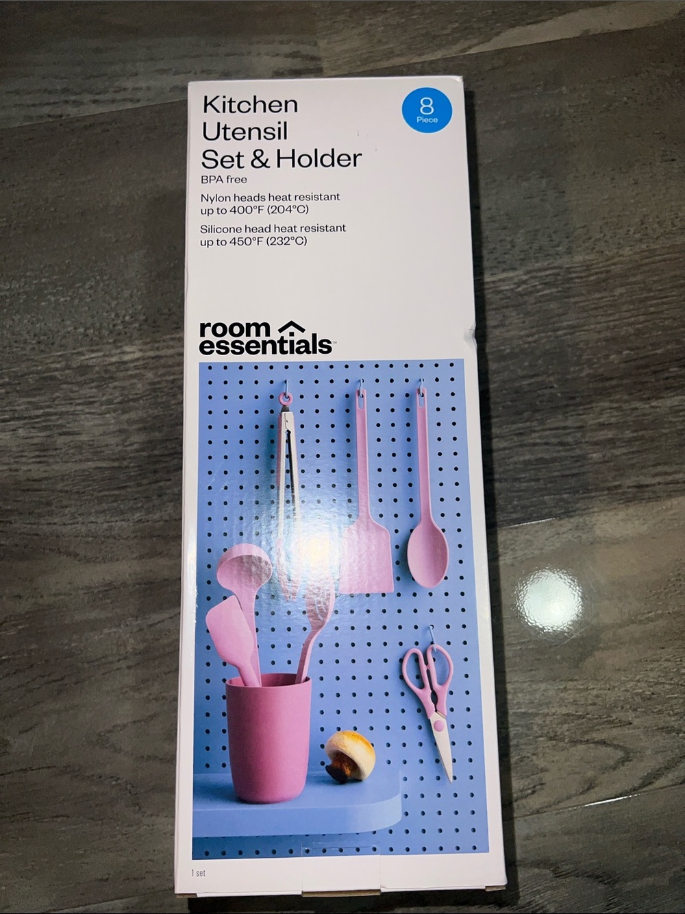 Room Essentials Pink Kitchen Utensil Set with Matching Holder